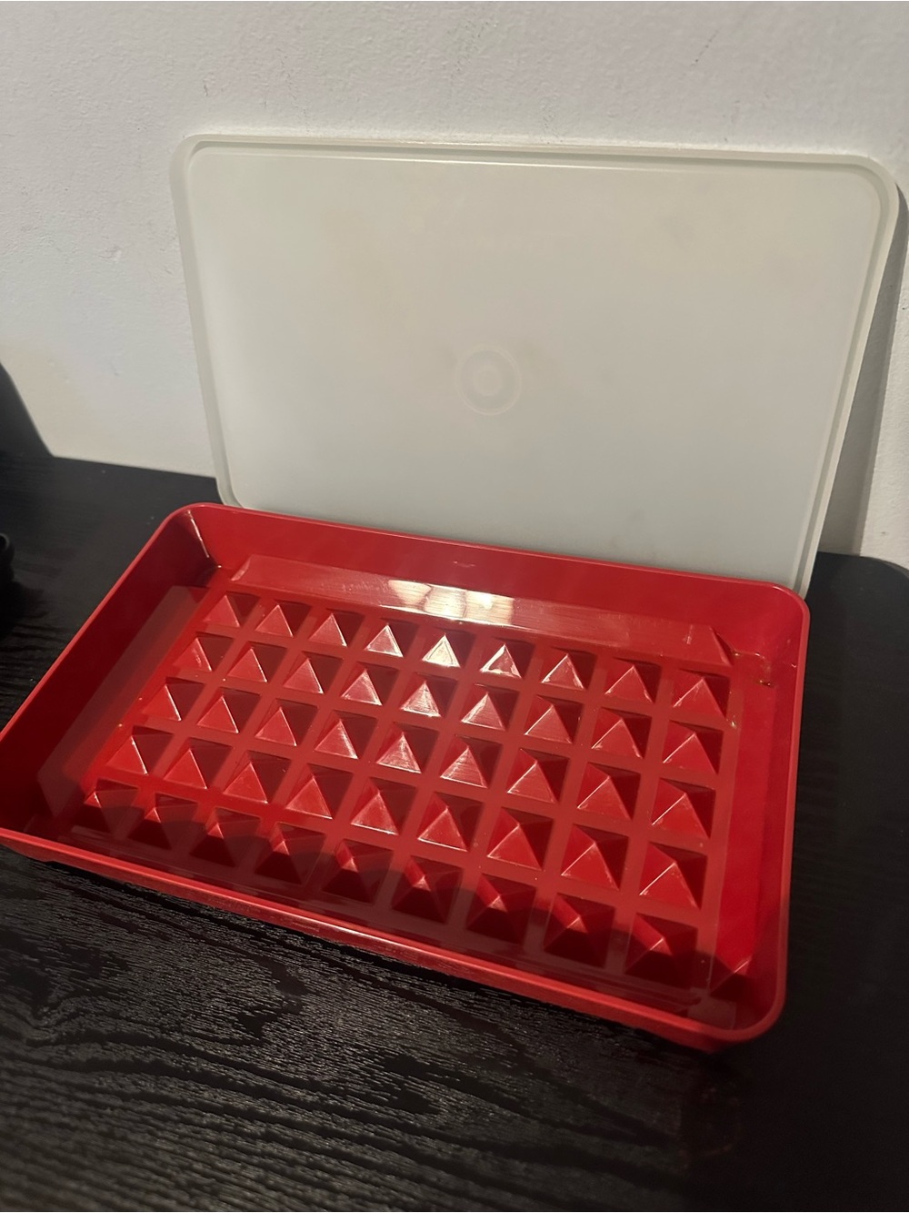 Tupperware Red Base with Pink Lid Stackable Storage Container - Picture 2 of 6